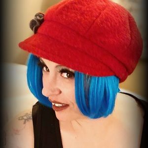 Adorable Red winter newsboy cap